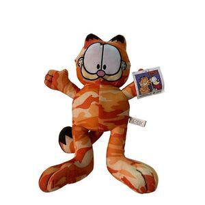 Vintage Y2K Garfield Push with Tags Camouflage Look 13” Retro